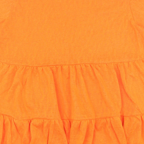 PEP&CO Womens Orange Polyester Basic Blouse Size S Round Neck