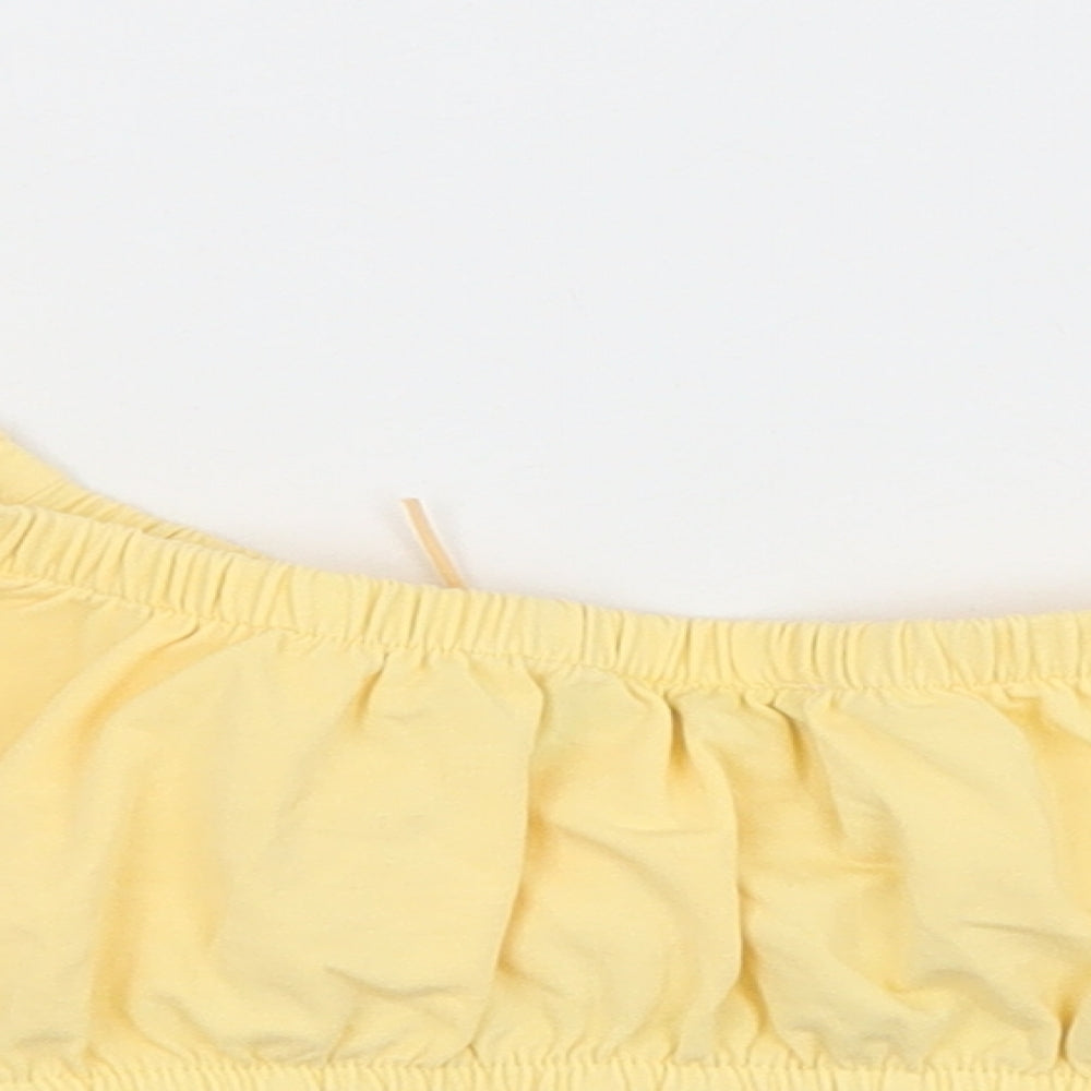ASOS Womens Yellow Cotton Cropped Blouse Size 10 V-Neck