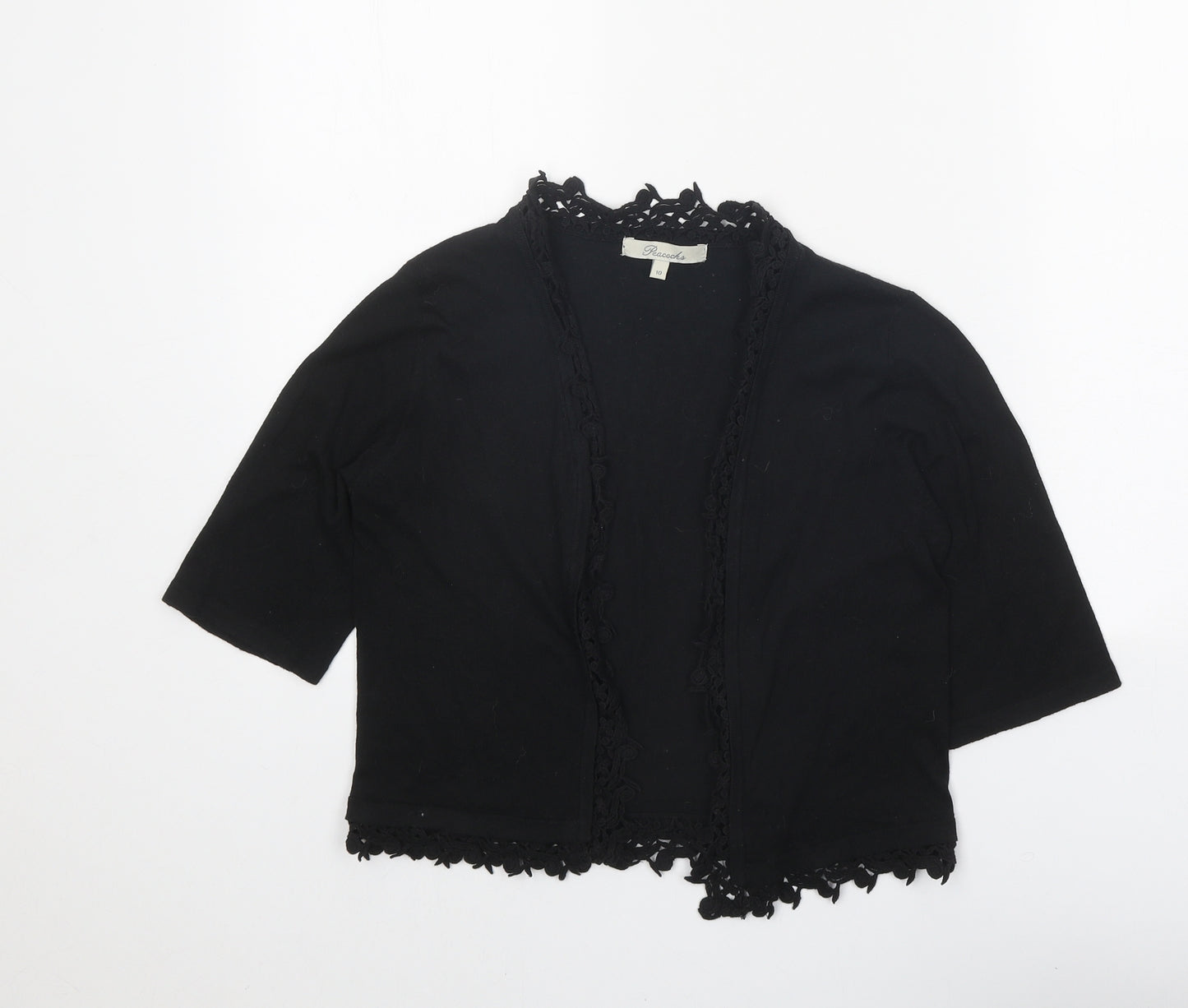 Peacocks Womens Black V-Neck Polyester Cardigan Jumper Size 10