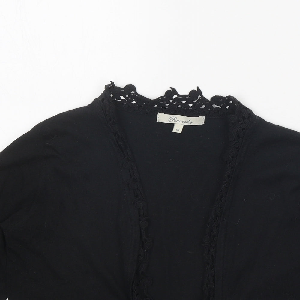 Peacocks Womens Black V-Neck Polyester Cardigan Jumper Size 10