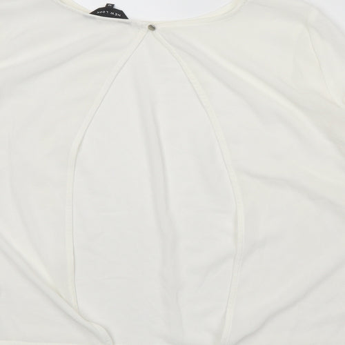New Look Womens White Polyester Basic T-Shirt Size 12 Round Neck