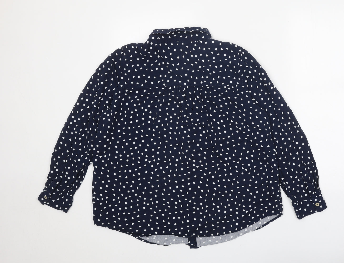 Marks and Spencer Womens Black Geometric Viscose Basic Button-Up Size 16 Collared