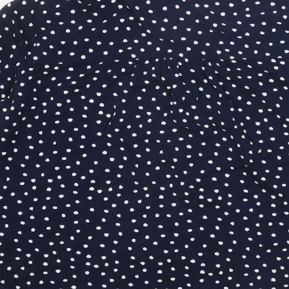 Marks and Spencer Womens Black Geometric Viscose Basic Button-Up Size 16 Collared