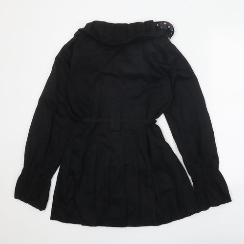 Aphorism Womens Black Overcoat Coat Size 10 Button