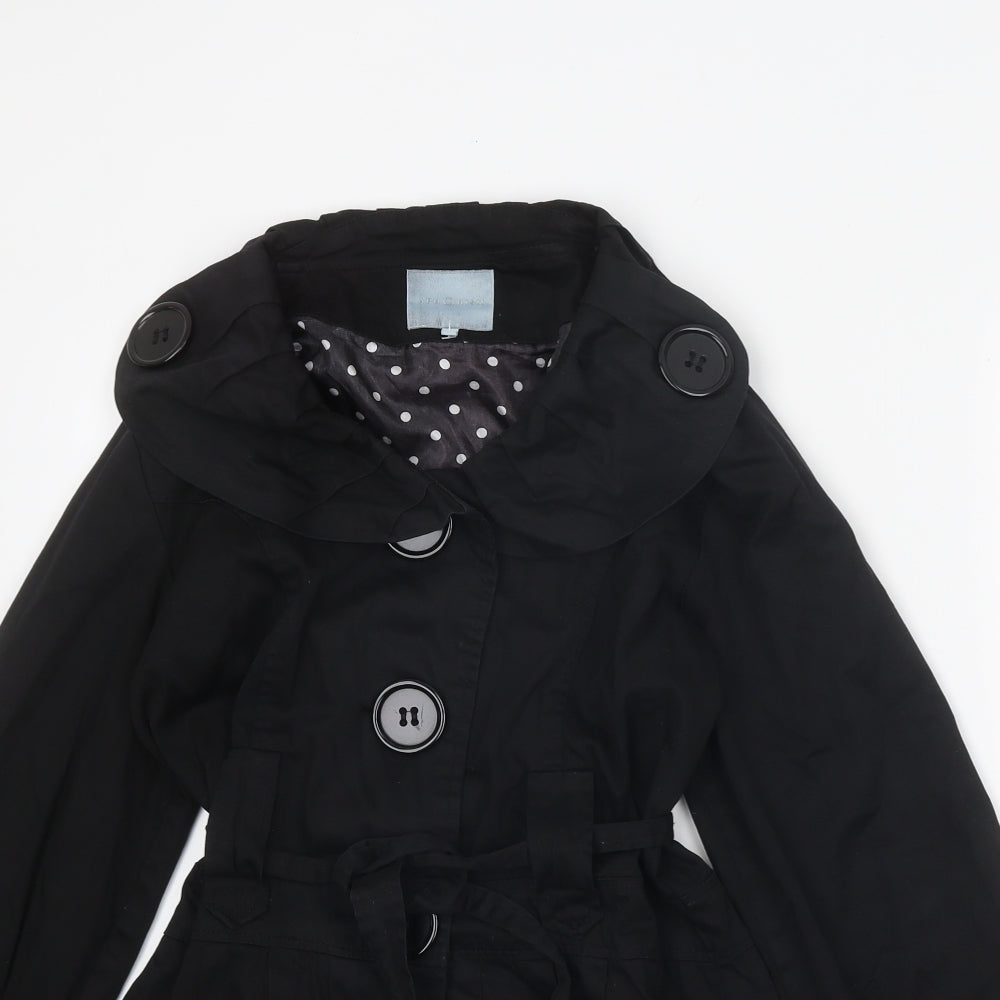 Aphorism Womens Black Overcoat Coat Size 10 Button
