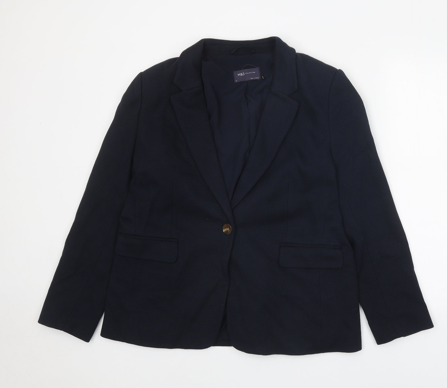 Marks and Spencer Womens Blue Cotton Jacket Blazer Size 16