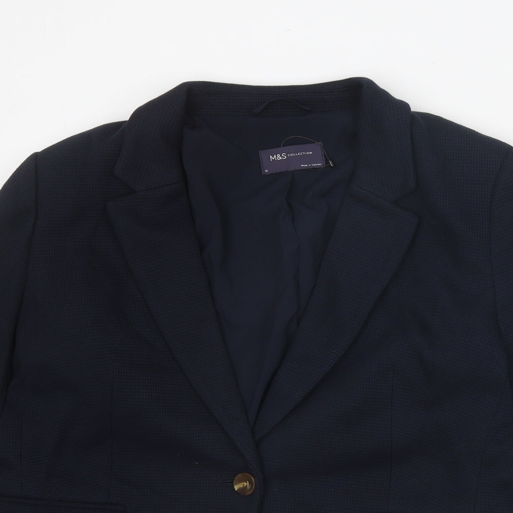 Marks and Spencer Womens Blue Cotton Jacket Blazer Size 16