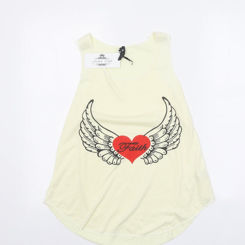 Fashion Temple Womens Yellow Polyester Basic Tank One Size Round Neck - Faith