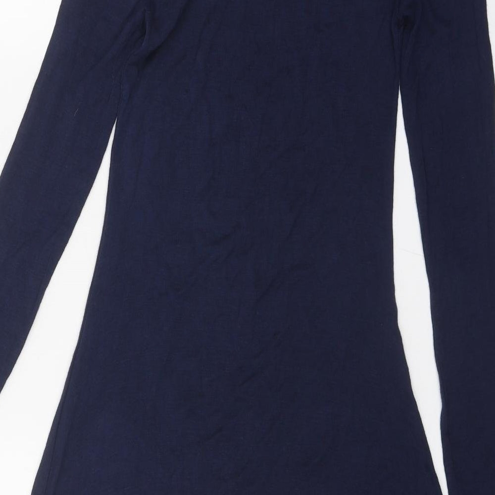 New Look Womens Blue Viscose A-Line Size 12 Boat Neck Pullover