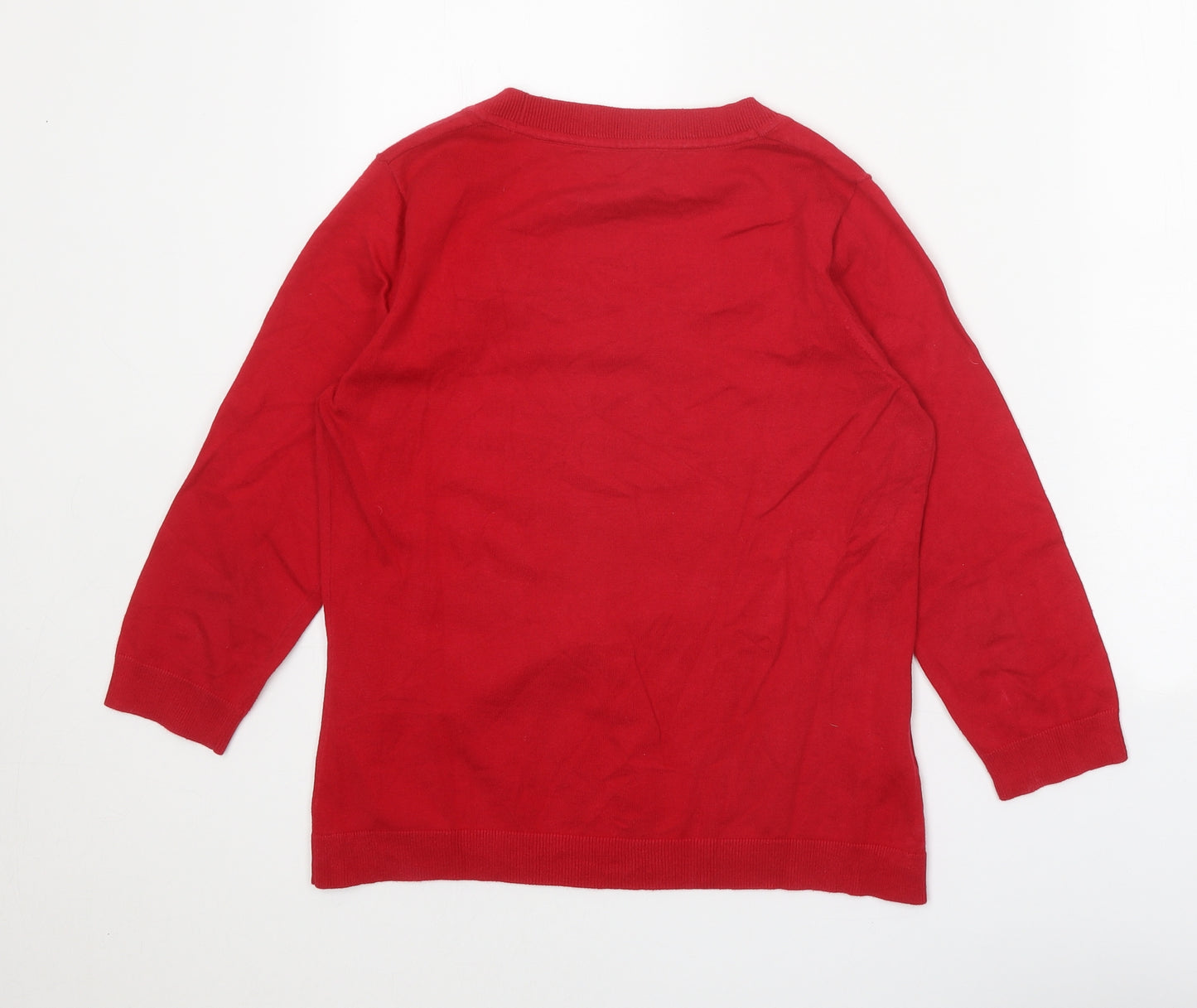 Laura Ashley Womens Red Round Neck Cotton Pullover Jumper Size 14