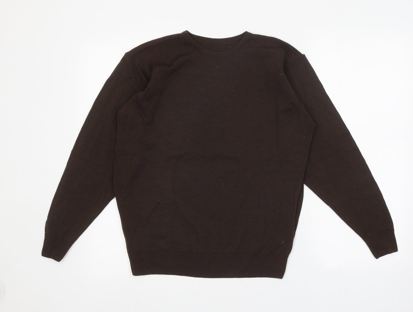 St Michael Womens Brown Round Neck 100% Wool Pullover Jumper Size 10