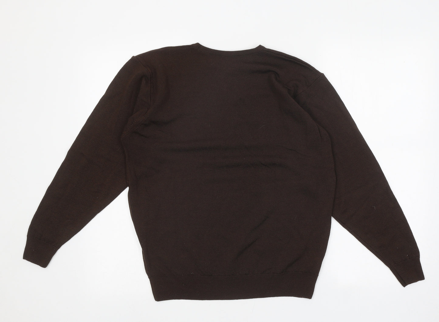 St Michael Womens Brown Round Neck 100% Wool Pullover Jumper Size 10