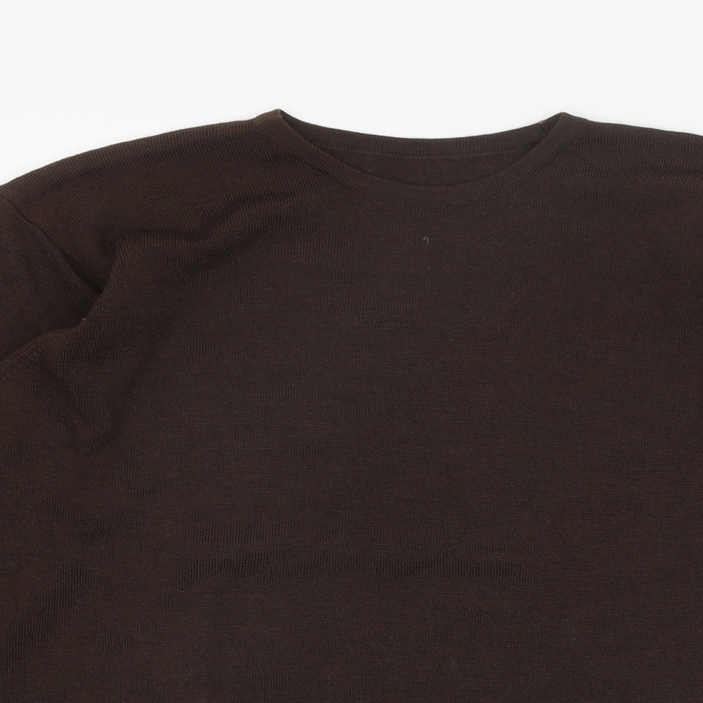St Michael Womens Brown Round Neck 100% Wool Pullover Jumper Size 10