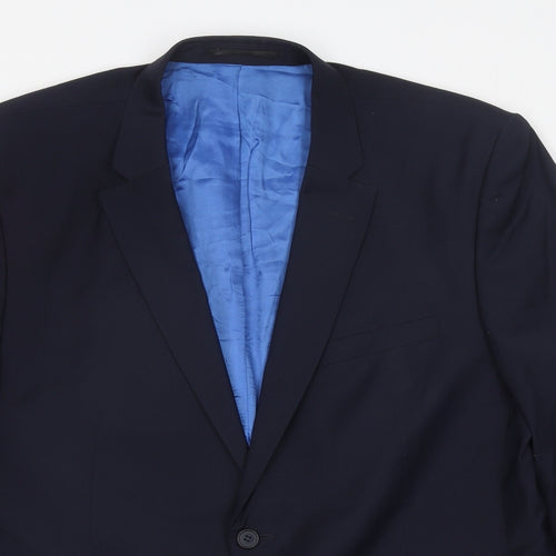 Santinelli Mens Blue Polyester Jacket Suit Jacket Size L Regular