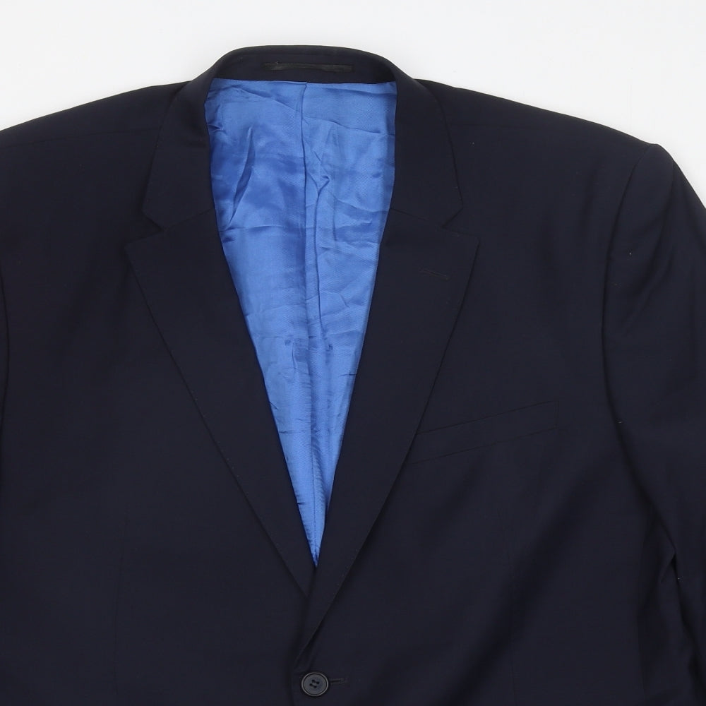 Santinelli Mens Blue Polyester Jacket Suit Jacket Size L Regular