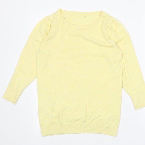 M&Co Womens Yellow Round Neck Viscose Pullover Jumper Size 10