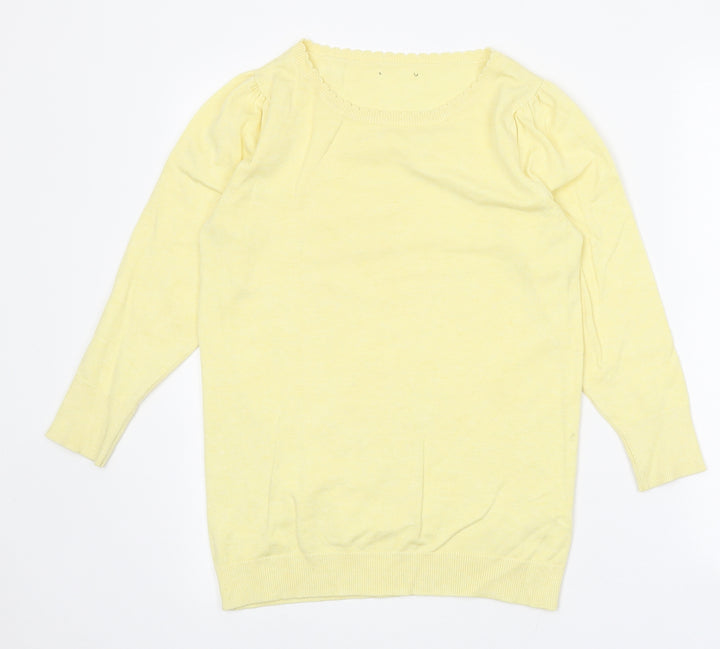M&Co Womens Yellow Round Neck Viscose Pullover Jumper Size 10
