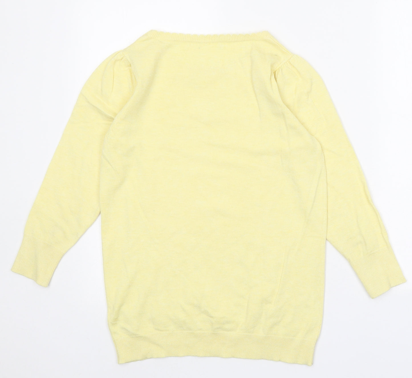 M&Co Womens Yellow Round Neck Viscose Pullover Jumper Size 10