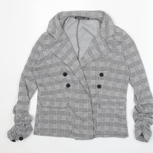 Boohoo Womens Grey Geometric Jacket Blazer Size 14