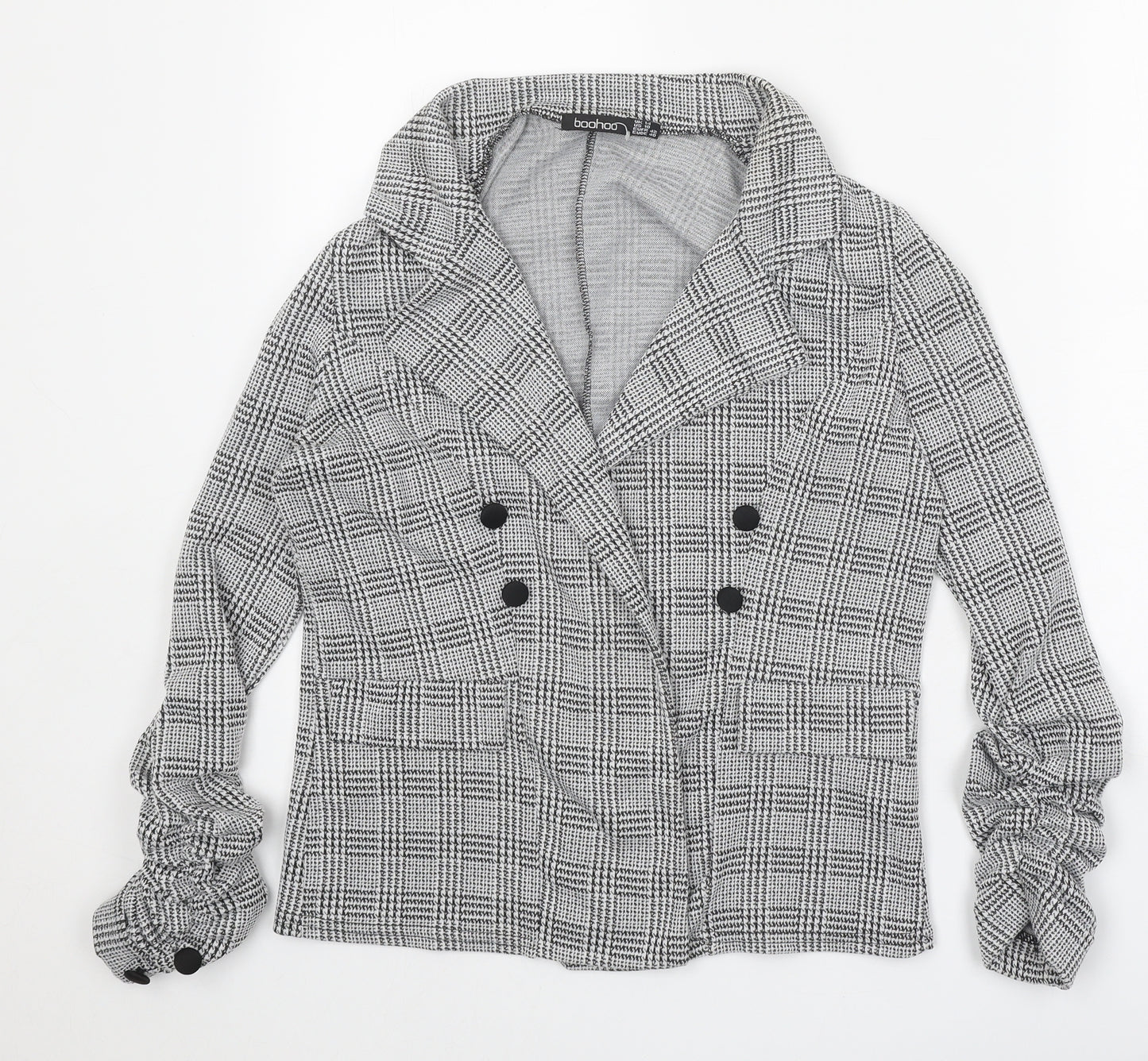 Boohoo Womens Grey Geometric Jacket Blazer Size 14