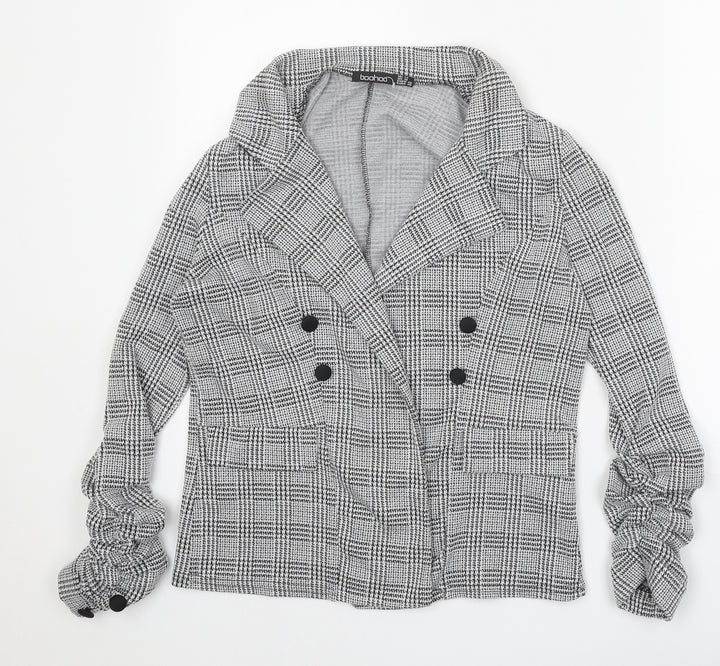 Boohoo Womens Grey Geometric Jacket Blazer Size 14