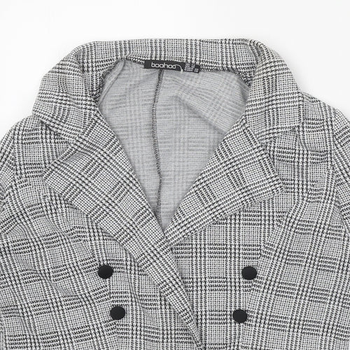 Boohoo Womens Grey Geometric Jacket Blazer Size 14