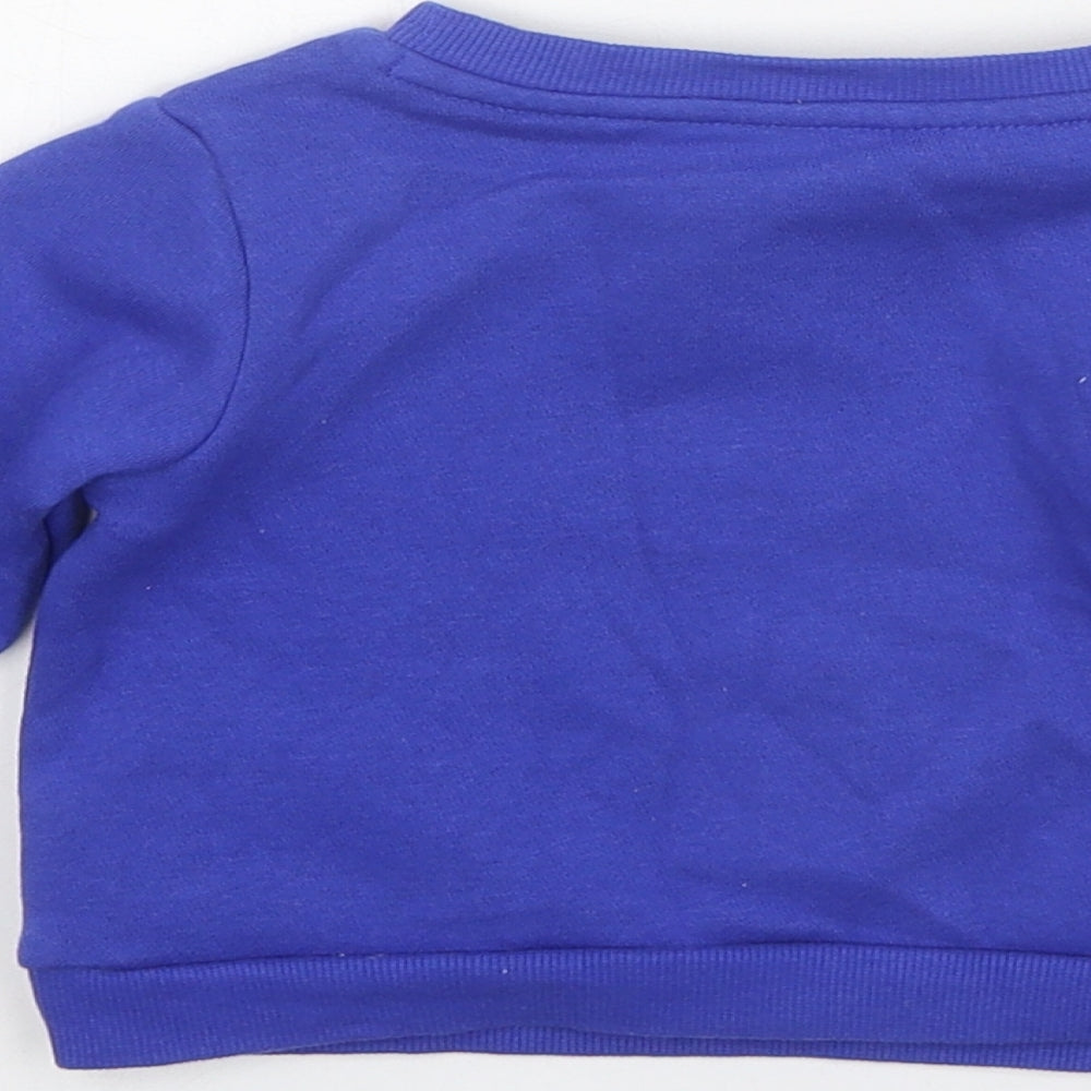 adidas Boys Blue Cotton Pullover Jumper Size 3-6 Months Snap