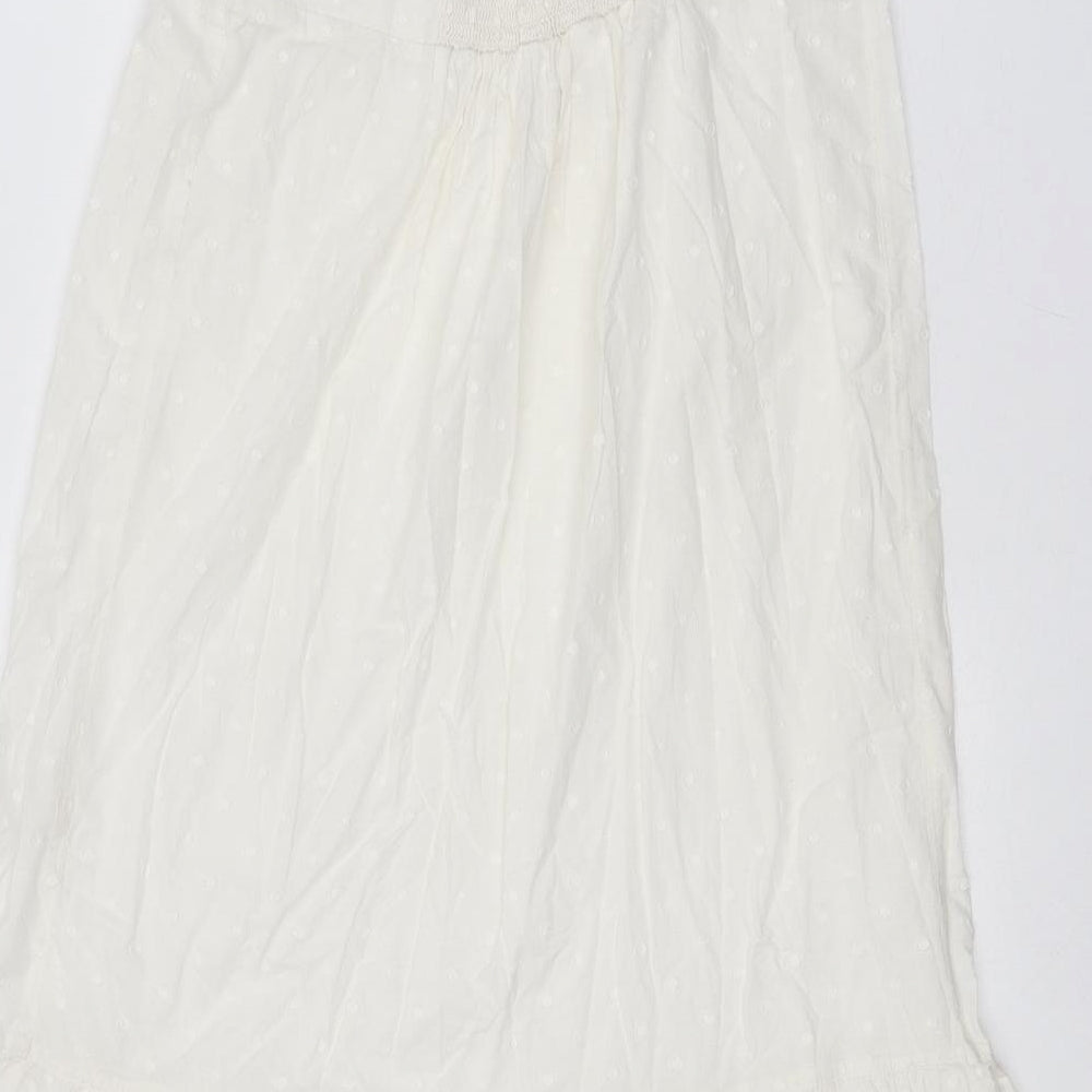 Marks and Spencer Womens White Cotton Shift Size 10 Square Neck Pullover - Drop hem