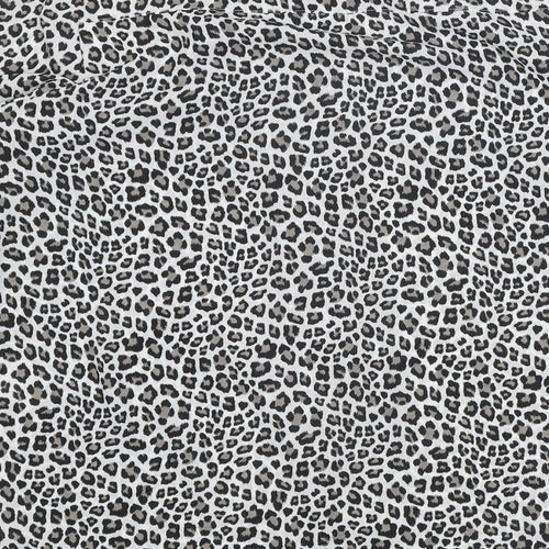 H&M Womens White Animal Print Polyester Basic Button-Up Size M Collared - Leopard print
