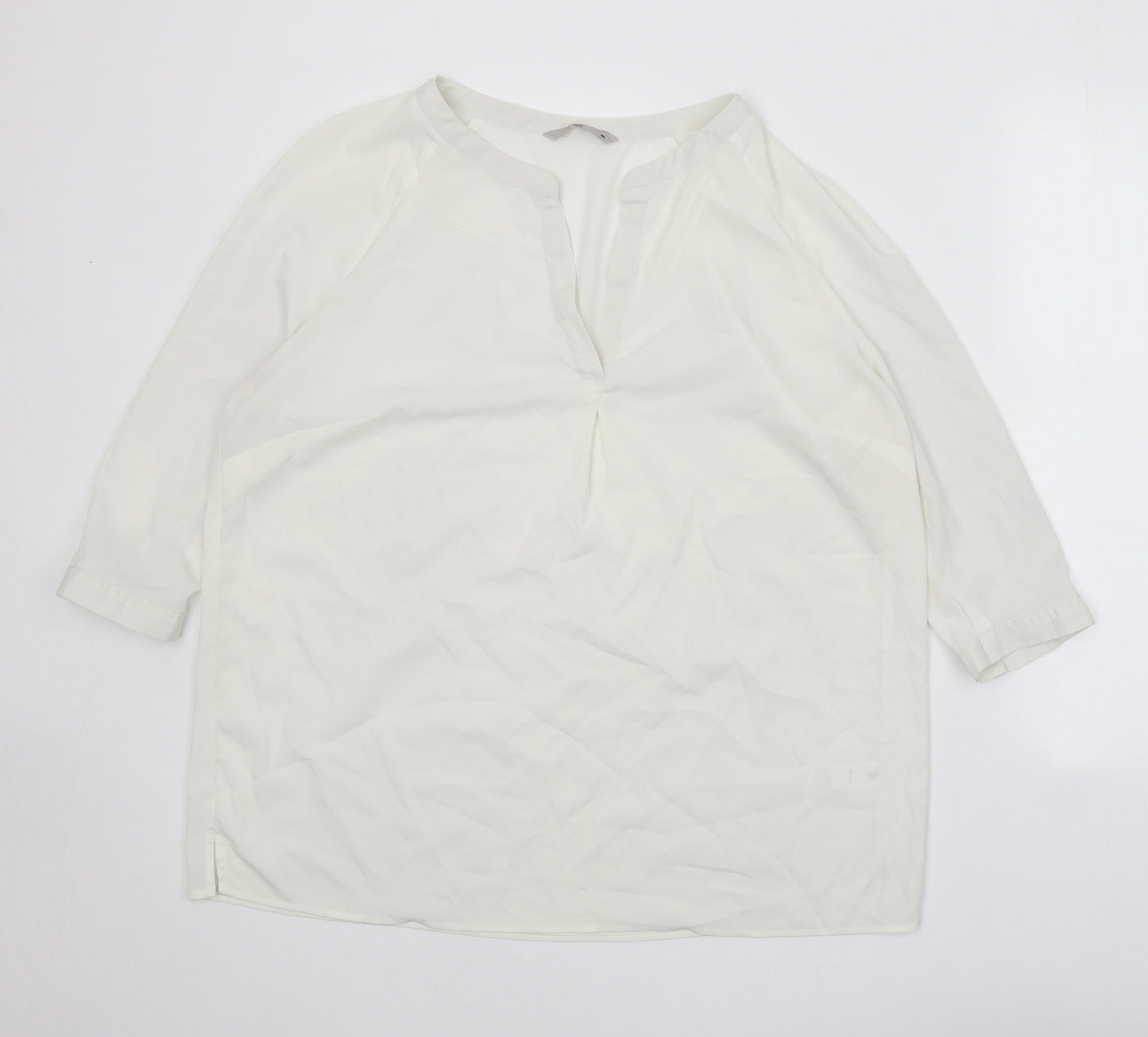 TU Womens White Polyester Basic Blouse Size 16 V-Neck