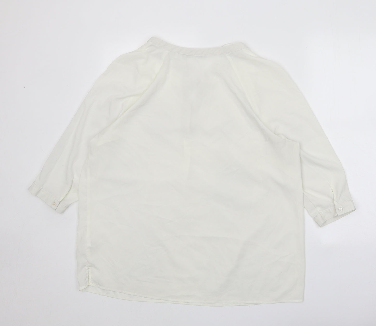 TU Womens White Polyester Basic Blouse Size 16 V-Neck
