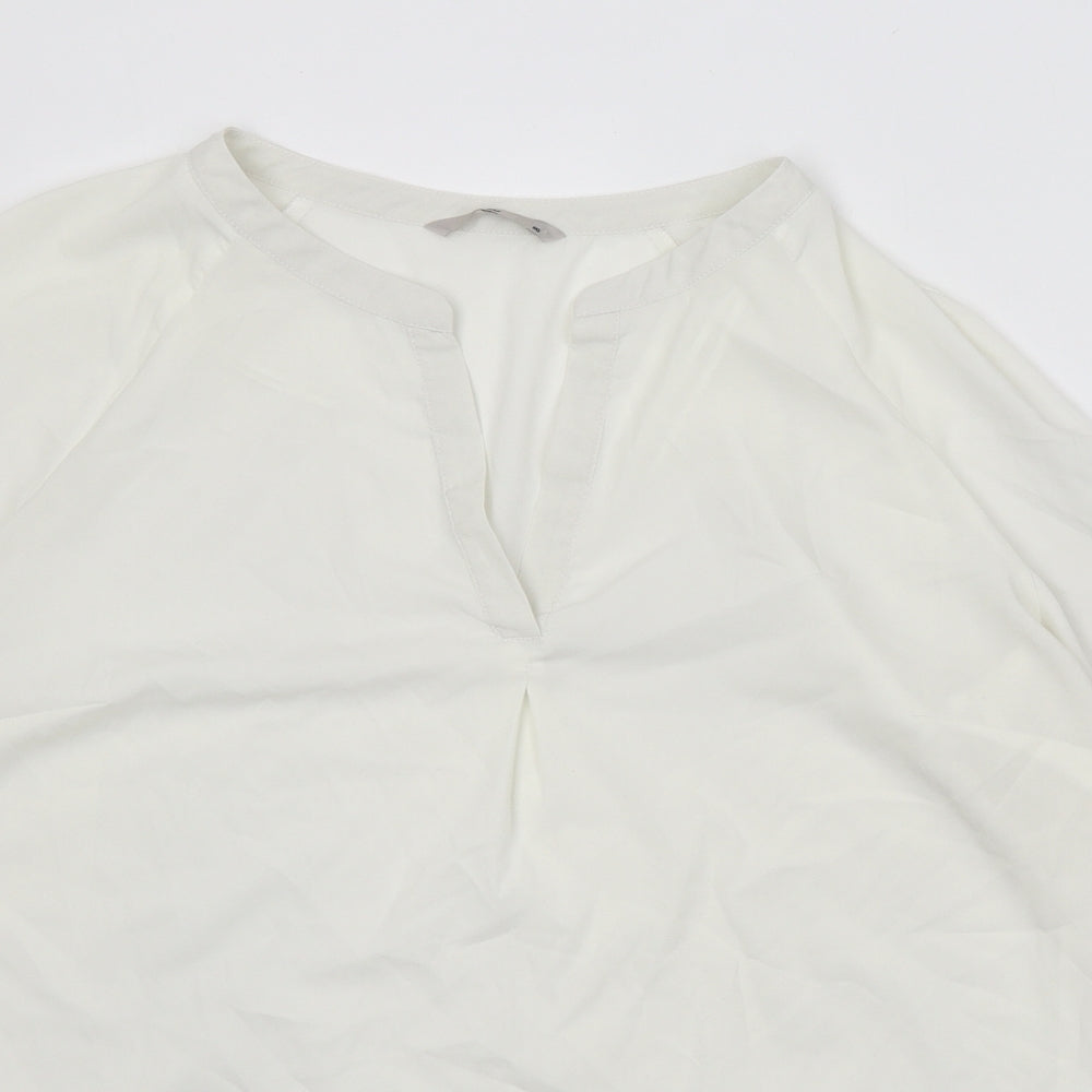 TU Womens White Polyester Basic Blouse Size 16 V-Neck