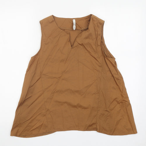 Lumina Womens Brown Cotton Basic Tank Size M V-Neck