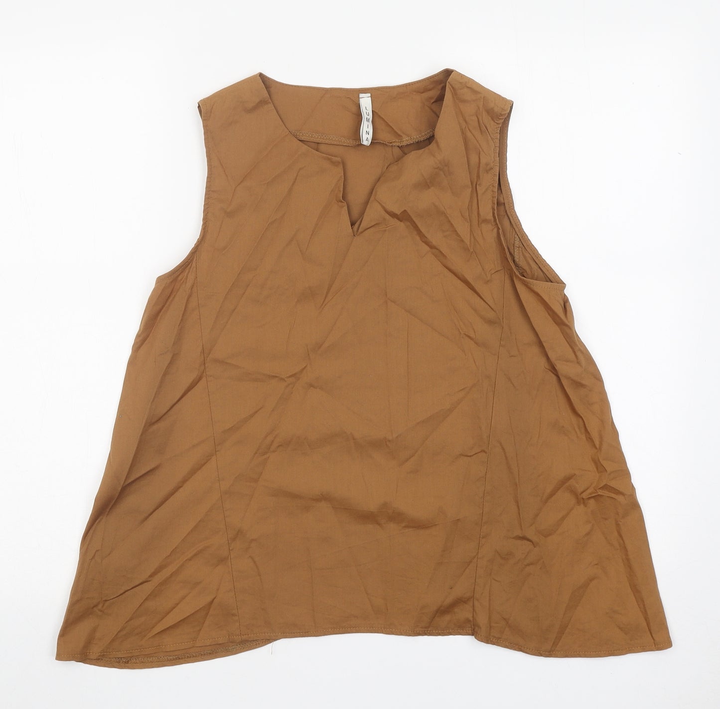 Lumina Womens Brown Cotton Basic Tank Size M V-Neck