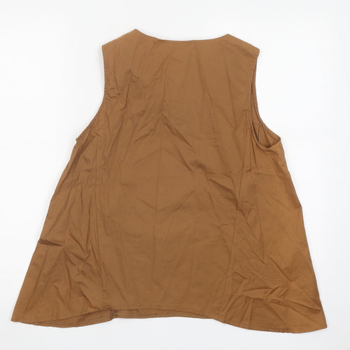 Lumina Womens Brown Cotton Basic Tank Size M V-Neck
