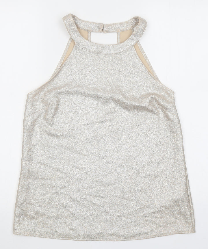 Oasis Womens Beige Polyester Basic Tank Size 10 Round Neck