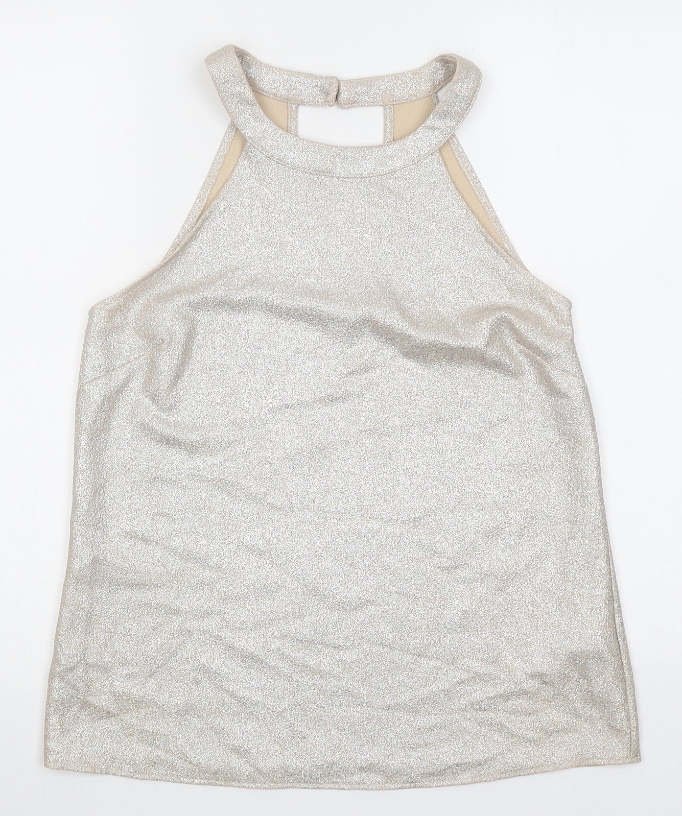 Oasis Womens Beige Polyester Basic Tank Size 10 Round Neck