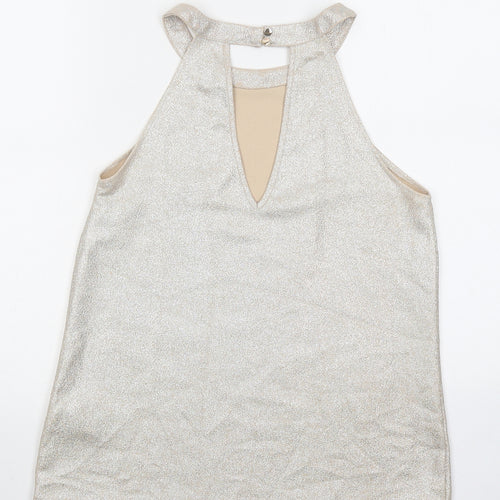 Oasis Womens Beige Polyester Basic Tank Size 10 Round Neck