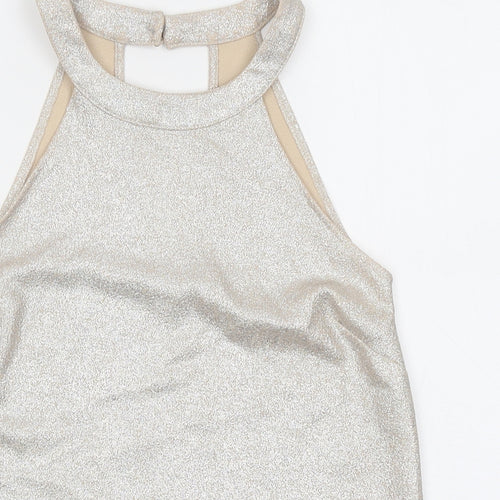 Oasis Womens Beige Polyester Basic Tank Size 10 Round Neck