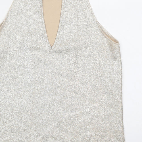 Oasis Womens Beige Polyester Basic Tank Size 10 Round Neck