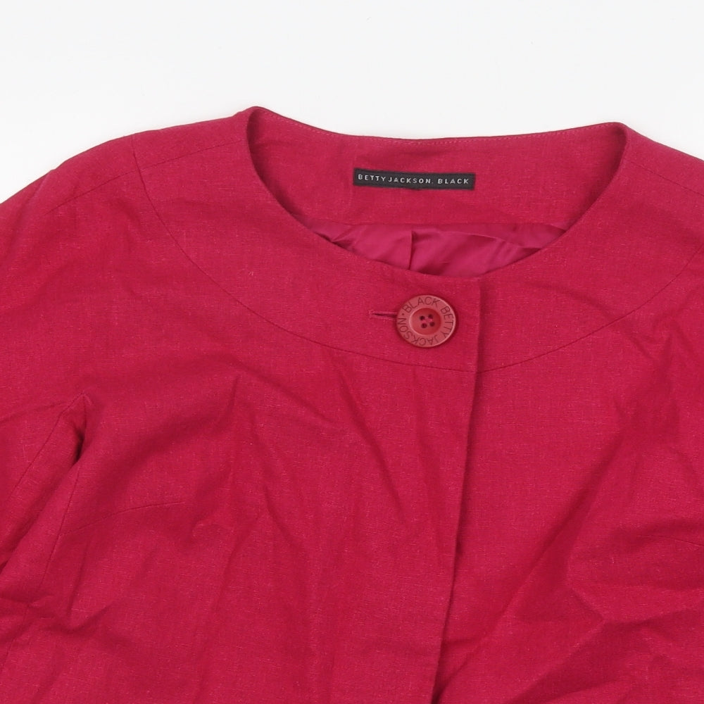 Betty Jackson Black Womens Pink Jacket Blazer Size 10 Button