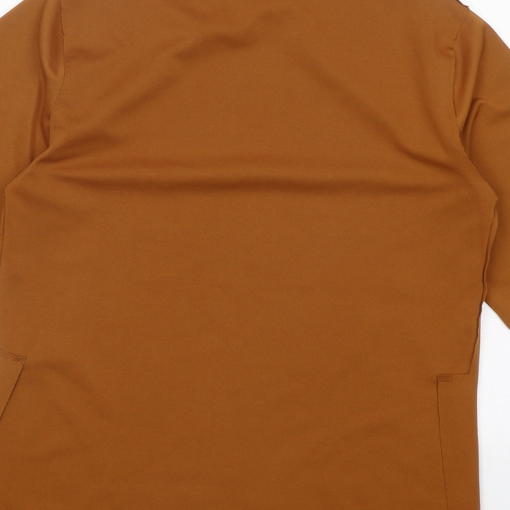 Woman Womens Orange Polyester Basic T-Shirt Size M Round Neck
