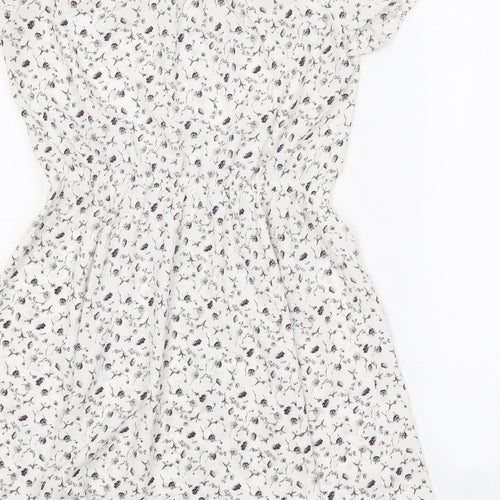 Pins & Needles Womens White Floral Polyester Fit & Flare Size XS Boat Neck Pullover