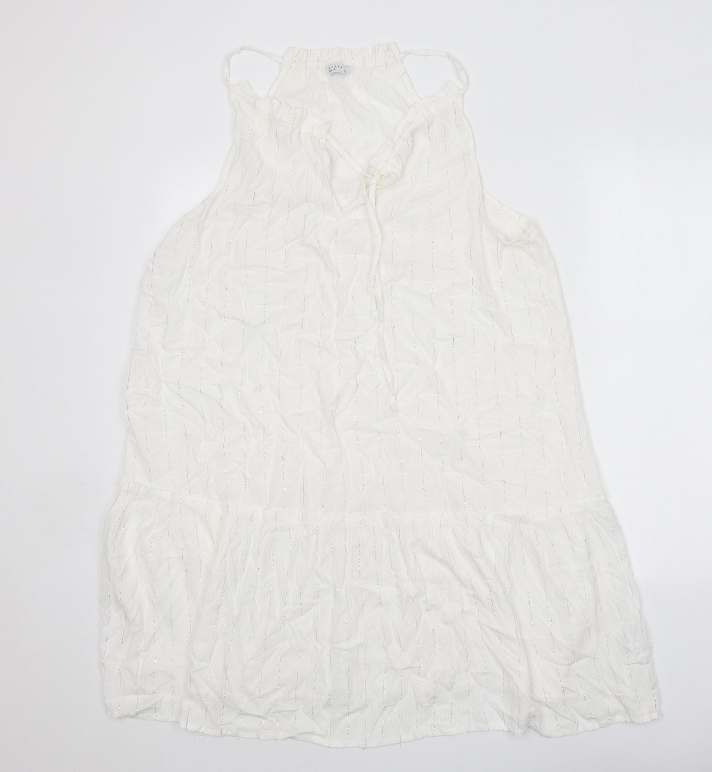 Papaya Womens White Viscose Trapeze & Swing Size 14 V-Neck Tie