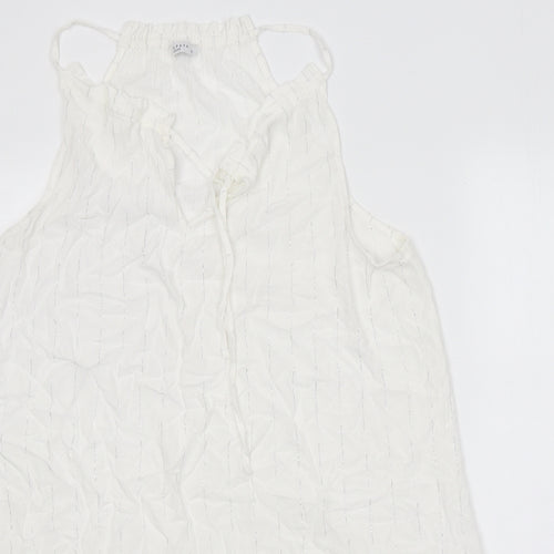 Papaya Womens White Viscose Trapeze & Swing Size 14 V-Neck Tie