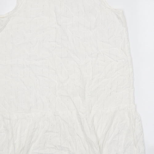 Papaya Womens White Viscose Trapeze & Swing Size 14 V-Neck Tie