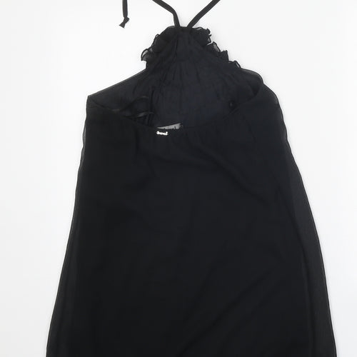 Bwei Womens Black Polyester Slip Dress One Size Halter Tie - Flower Detail