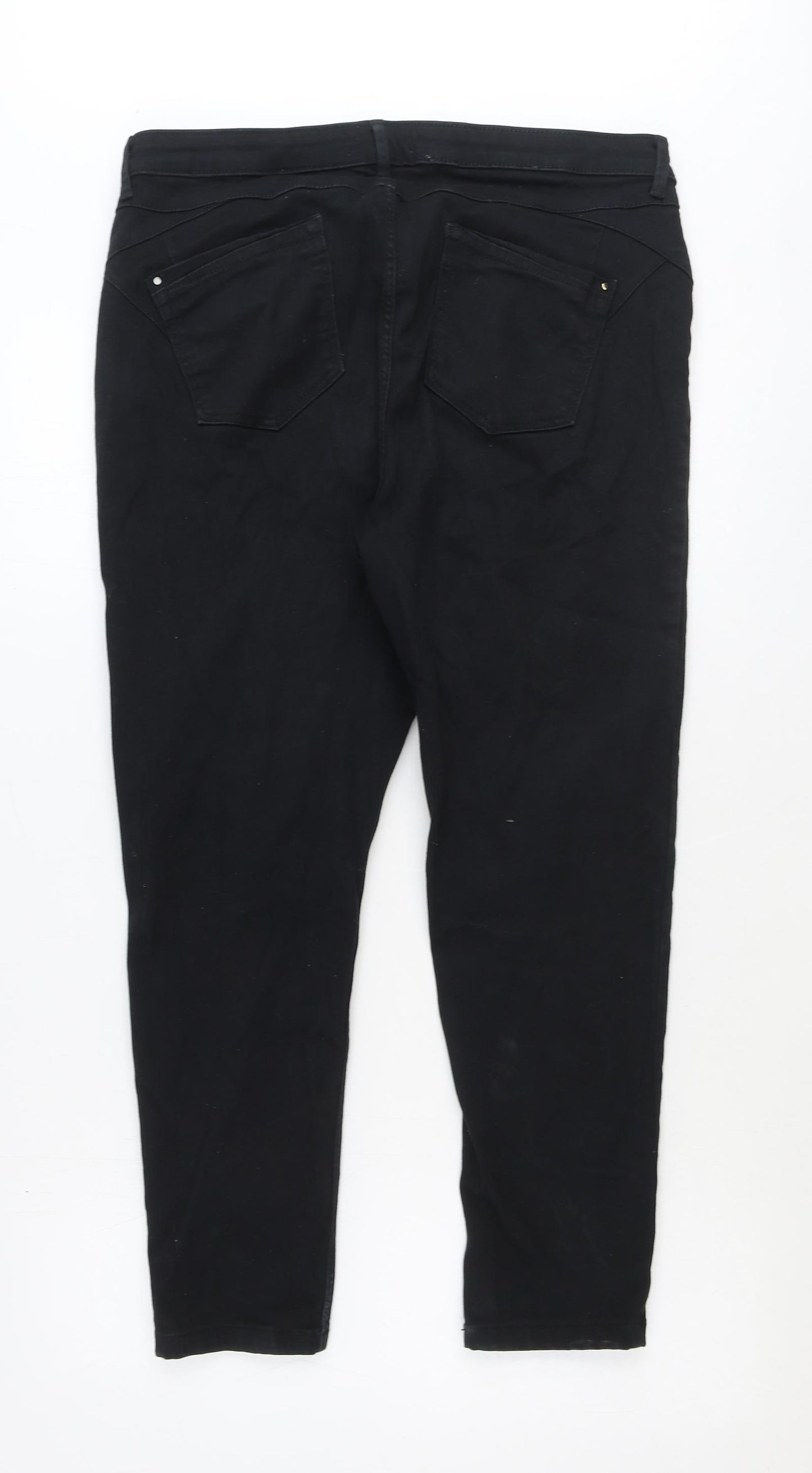 Marks and Spencer Womens Black Cotton Skinny Jeans Size 16 Regular Zip