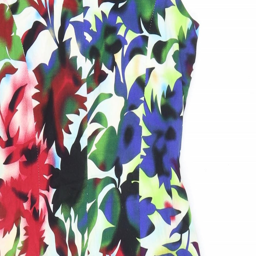 USCO Womens Multicoloured Geometric Polyester A-Line Size 10 Scoop Neck Zip