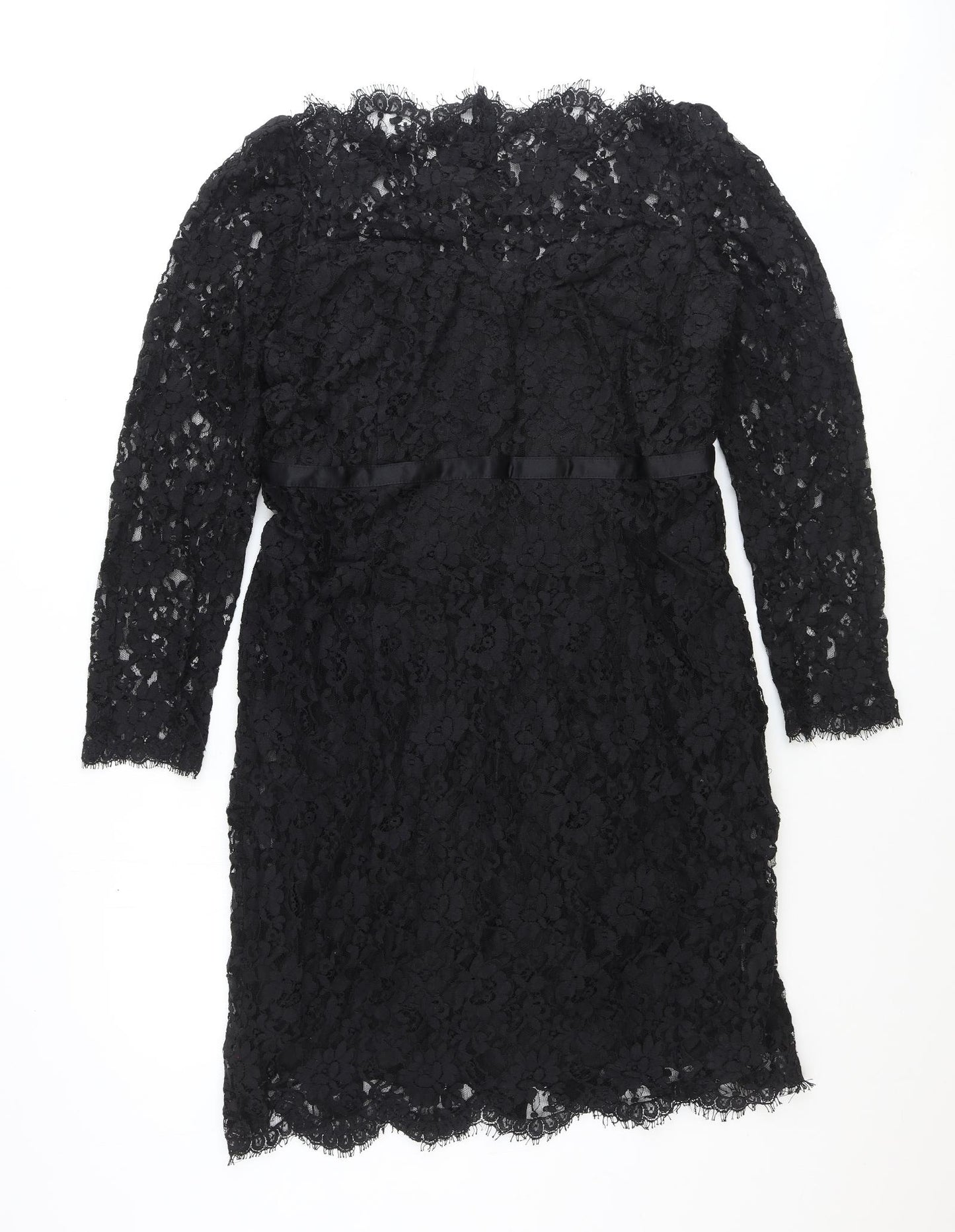 Jaeger Womens Black Polyester A-Line Size 16 Boat Neck Zip